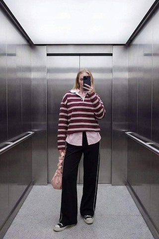 Defacto Loose Fıt Çizgili Sweatshirt G9467ax26sppn74 Pembe-pn74