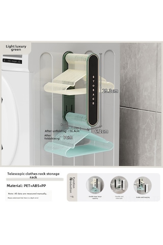 Reedark Duvar Montajlı Gömlek Asma Rakusu - Uzatılabilir, Delme Yok, Mekan Tasarrufu, Yeşil Yeşim, Çeşitli Odalar İçin, Dayanıklı Plastik Malzeme