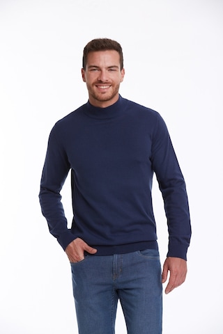 Hatemoğlu Erkek Indigo Regular Fit %100 Pamuk Yarım Balıkçı Triko Kazak İndigo