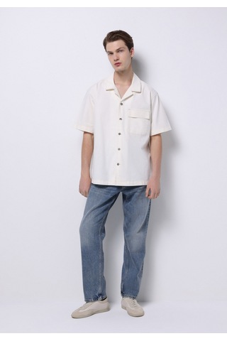 Colin's Colins Oversize Fit Klasik Yaka Düz Erkek Bej Kısa Kol Gömlek Cl1074791 Q1.v1 Dn44278 Denim