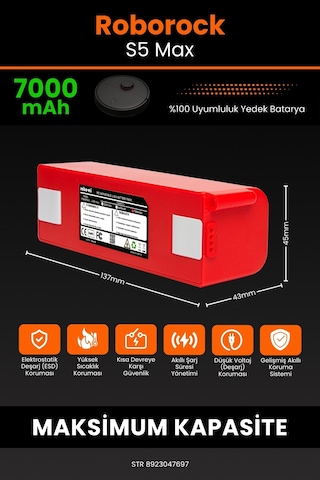Roborock S5 Max Uyumlu 7000 Mah Batarya