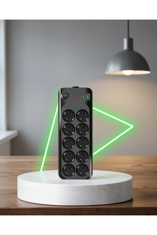 Grup Priz 10'lu Termal Akım Korumalı Usb Type-c Hızlı Şarj 2500w 2m Kablo 2 m