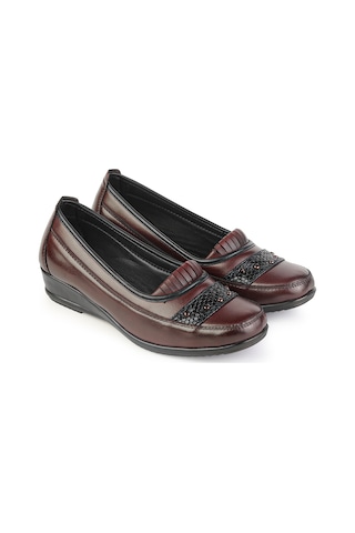 Ern Shoes Kadın Tam Ortopedik İçi Hakiki Deri Günlük Klasik Anne Ayakkabı Bordo