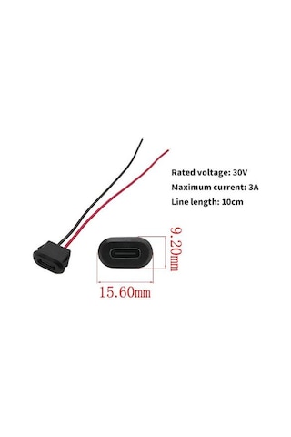 Usb Type-c Konnektör Siyah Jack Dişi Type-c Kablolu