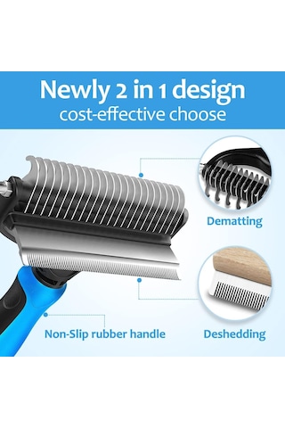 Köpekler İçin Astar Tırmığı, Büyük Köpekler İçin Köpek Deshedding Fırçası, Uzun Saçlı Kediler İçin 2'si 1 Arada Yıkıcı Tarak Ve Dökülme Aleti, Evcil Hayvan Tüyleri Bakım Fırçası, Şeffaf Paspaslar Ve Dolaşmalar, Dökülmeyi% 95 Azaltır