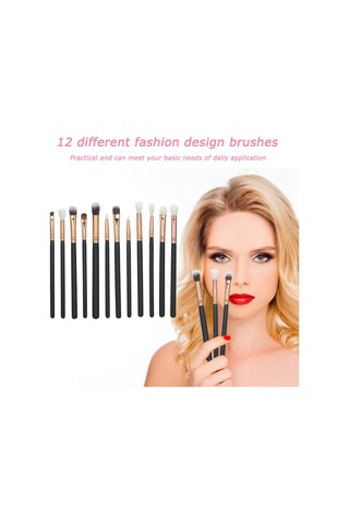 Moveevo 12 Adet Makyaj Fırçası Seti Yumuşak Sentetik Kıllar Göz Farı Fondöten Pudra Eyeliner Kirpik Dudak Makyaj Fırçası