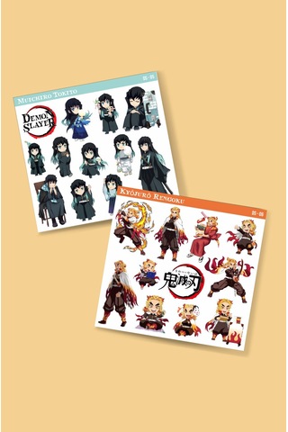 Rengoku-senjuro- Muichiro- Tokito -demon Slayer-2li Çıkartma-etiket-süsleme-