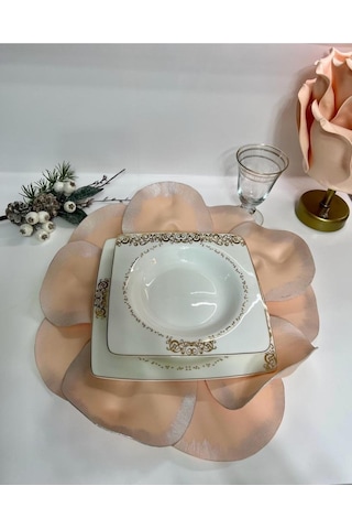 Eva Lateks Supla Amerikan Servis Pudra Gümüş Kenar Tasarım Pudra