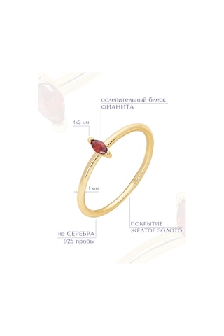 Miestilo 925 Ayar Gümüş İnce Altın Kaplama Kırmızı Taşlı Yüzük Kısa Bir Kırmızı Taş Üzerine İnces Yapılmış 925 Ayar Güm Altın