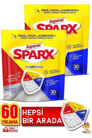 Sparx Bulaşık Makinesi Kapsülü 30'lu X 2 Paket 60 Yıkama