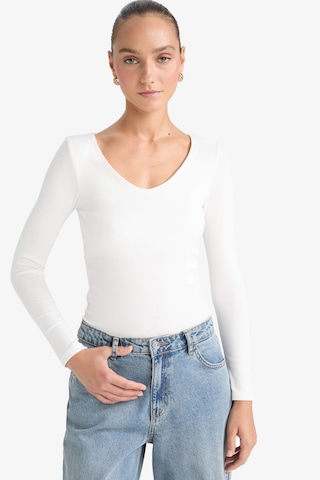 Defacto Slim Fit Dar Kesim Basic Düz Modal Uzun Kollu Tişört F7153ax25auer105 Ekru