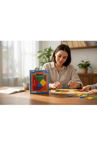 Tangram Montessori Eğitim Oyunu - Ahşap Zeka Ve Şekil Geliştirme Seti 7 Parça