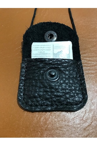 Kayı Dörtgen Cevşen Dualı Kolye Muska Siyah Hakiki Deri Çıtçıtlı Çok renkli