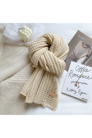 Kadın Sonbahar/kış Yüz Eşarp: Kalın Yün, Her Kombine Uygun-bej Bej