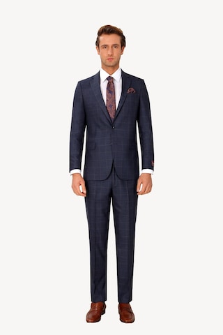 Erkek Lacivert Regular Fit Kareli Takım Elbise
