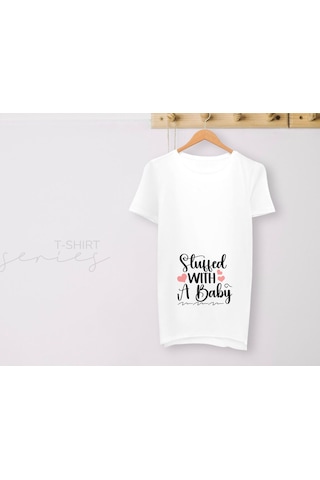 Bk Gift Espri Tasarımlı Beyaz Hamile Tişörtü, Hamileye Hediye, Yeni Anne Hediyesi, Arkadaşa Hediye-15 001