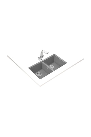 Teka Square 760 Tg Çift Hazneli Tezgahaltı Tegranite Eviye - Stone Grey - 115260025