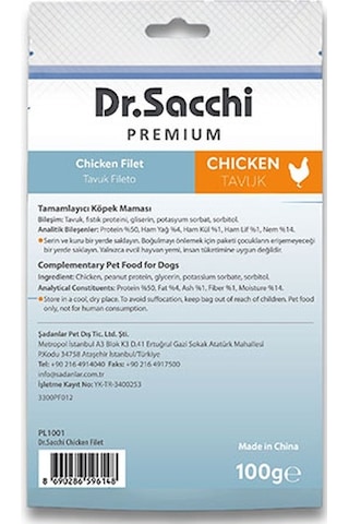 Dr.sacchi Premium Tavuk Fileto Tahılsız Köpek Ödülü 100 Gr 109-30014.01