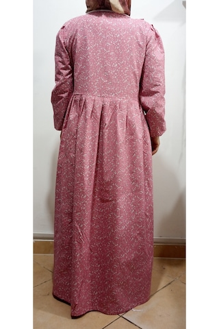 Pembe Ve Gri Çiçekli Namaz Elbisesi Pembe Çiçekli
