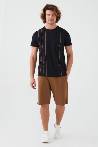 Arnetta Vertical Stripes Siyah Erkek Bermuda Takım 001