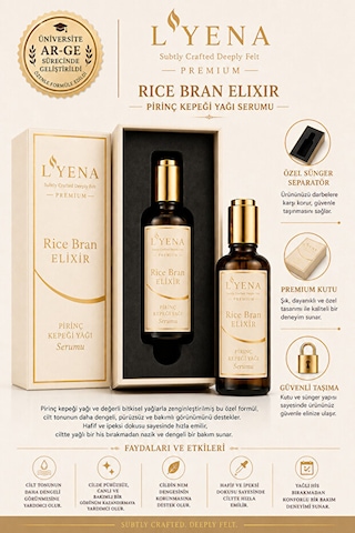 Lyena Premium Rice Bran Elixir Pirinç Kepeği Yağı Cilt Bakım Serumu 50 Ml Pürüzsüz Ve Dengeli Görünüm Destekleyici