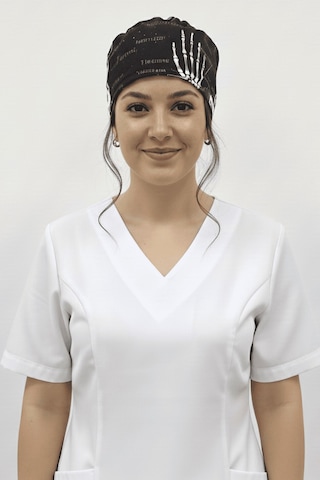 Unisex İskelet Desenli Doktor Hemşire Radyoloji Ortopedi Cerrahi Saç Bonesi Siyah