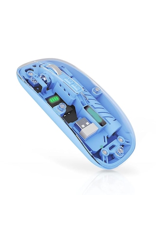 Şeffaf Tasarım Bluetooth + 2.4g Kablosuz Şarjlı Mouse -