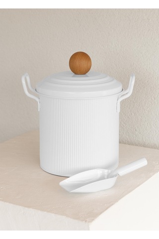 The Mia Stripe Bakliyat Ve Deterjan Saklama Kabı Beyaz