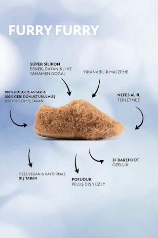 Furry Furry Kestane Kahverengi Kürk Barefoot Patik Kahverengi