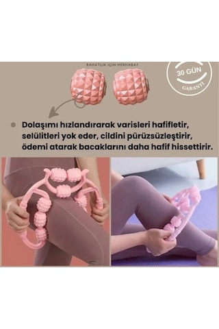 9 Tekerlekli Yoga Fitness Silindiri Roller 4741 Açık Mavi