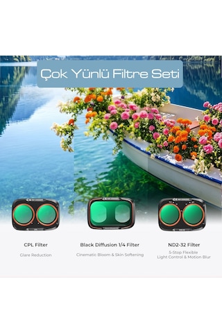 K&f Concept Osmo Pocket 4p Filtre Seti Cpl + Black Diffusion 1/4 + Nd2-32 Filtre Kiti