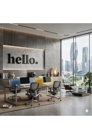 Znv Zenvia Mey İthalat 100x35 Cm Dev Boy "hello." Yazılı Kırılmaz Pleksi Ayna - Premium Ofis Ve Villa Antre Dekor Renkli
