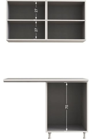 Manzza Hazır Mutfak Dolabı 120cm - Parlak-beyaz Laminat Tezgah Dahil-bulaşık Makinesi Yeri Mevcut Antrasit