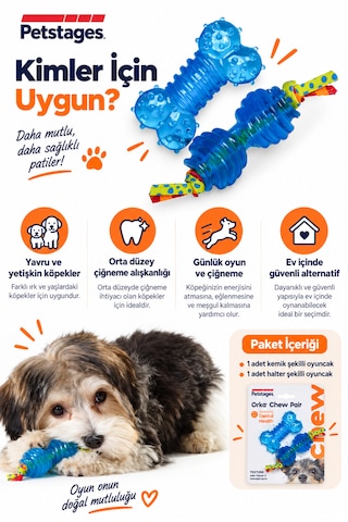 Petstages Orka Chew Pair 2 Pack İkili Kemik Şeklinde Köpek Çiğneme Oyuncağı