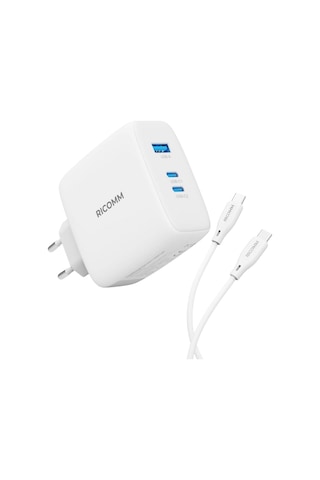 Ricomm 140W GaN 3 Portlu USB-C + USB-A QC5.0 PD3.1 Destekli Type-C Hızlı Şarj Cihazı