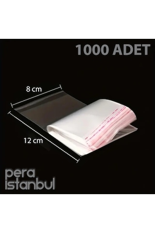 1000 Adet 8x12 Kendinden Yapışkanlı Açılıp Kapanabilir Şeker Kurabiye Şeffaf Plastik Poşet Torba