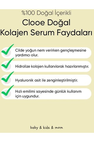 Clooe Doğal Kolajen Serum Gliserin + Hyaluronik Asit + Camellia Sinensis + Kolajen 30 ML