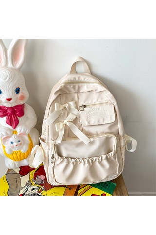 Geeksen Nylon Rüzgarlı Desenli Çok Bölmeli Askılı Çanta - Bej 30x15x40 Cm, 0.42 Kg Bej