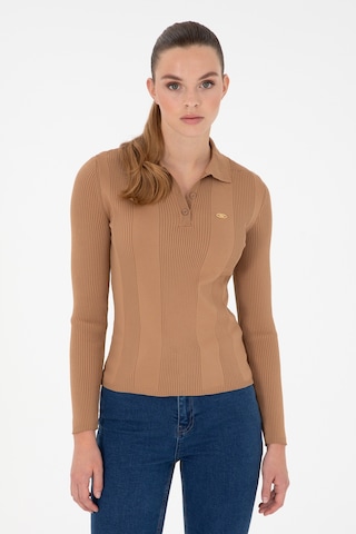 U.S. Polo Assn. Kadın Camel Polo Yaka Kazak 50297087-VR015