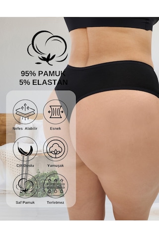 Alya Underwear Kadın Külot Yüksek Bel Tanga, Toparlayıcı - 2 Siyah, 1 Beyaz, 2 Ten S, M, L, Xl, 2xl - 5 Adet Çok Renkli P24