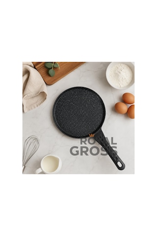 Döküm Krep Tavası Yapışmaz Granit Kaplama Gözleme Bazlama Krep Ve Pancake Tavası Siyah
