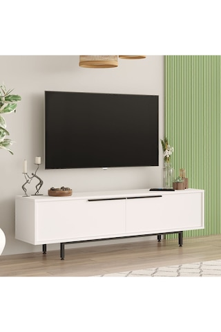Bohem Tv Ünitesi 160cm Sehpası Metal Ayaklı Beyaz Boh1-w Beyaz