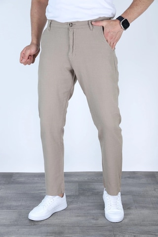 Myrab Denim Yazlık Rahat Kalıp Keten Pantolon Füme Taş