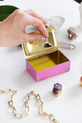 Pembe & Gold 94 X 59 X 36 Mm - Premium Metal Hediye, Takı Ve Saklama Kutusu