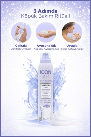 Cilt Bakım Köpüğü Blueberry & Mılkshake 2'li 200 Ml + Blueberry & Mılkshake 100 Ml