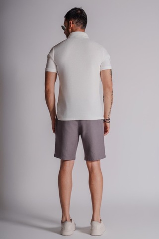 Braccas Erkek Yandan Cepli Beli Lastikli Keten Dokulu Relaxed Fit Jogger Şort Antrasit Antrasit