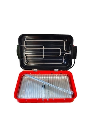 Uğur Uz-0017 Elektrikli Izgara 1400w Krom Rezistanslı Elektirikli Izgara Barbekü Dumansız-kokusuz-extra Lezzet-1400 Watt Kırmızı