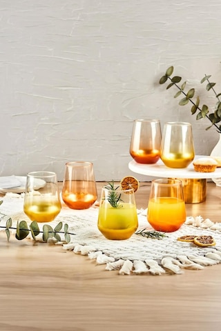 Safir 6'lı Meşrubat Bardağı 425 Ml Gold