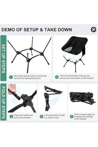 Bloomnest Ayarlanabilir Kamp Sandalyesi, Hafif Katlanır Sandalye, Taşınabilir Kamp Ekipmanı A622 Altın-siyah Altın - Siyah