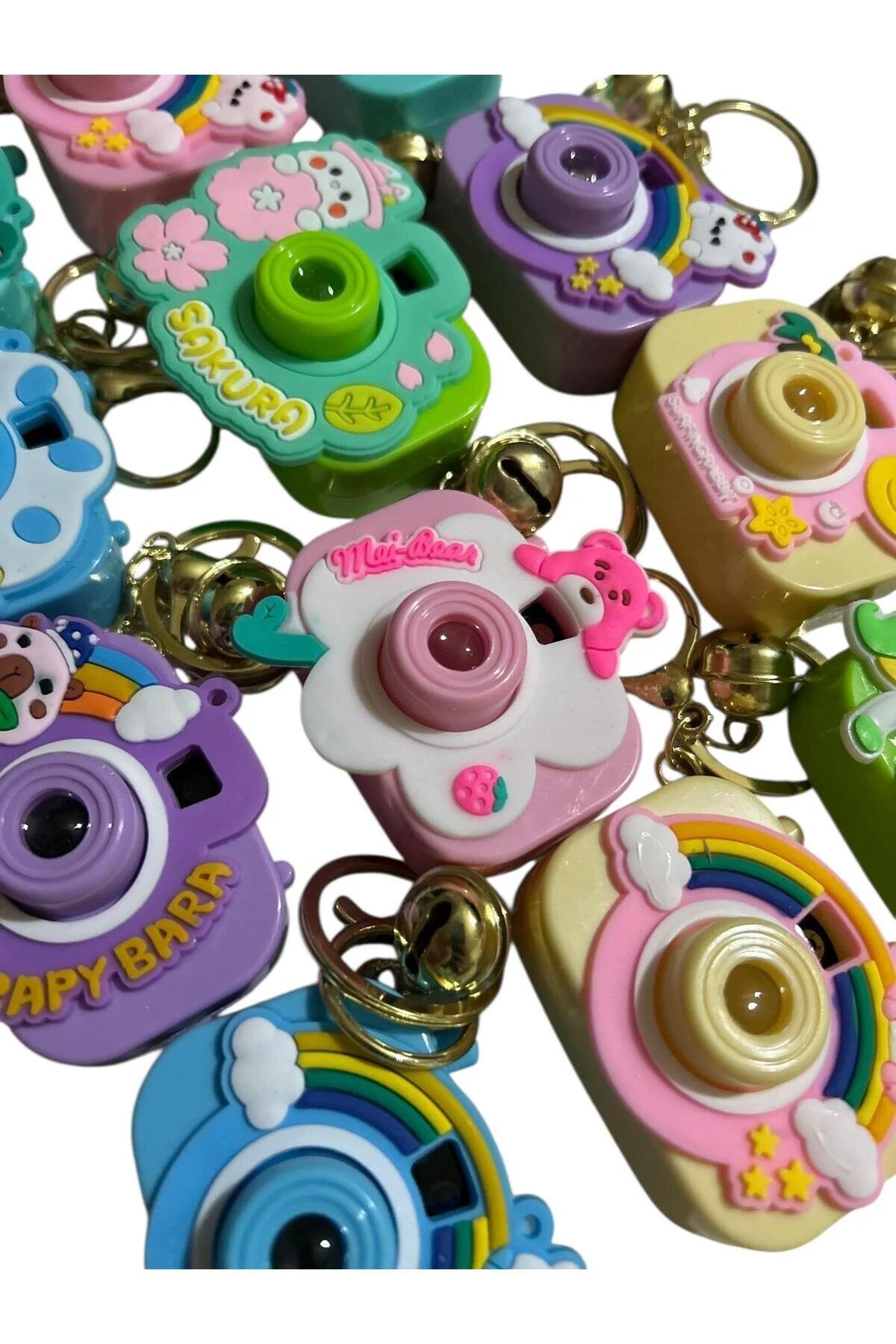 Projeksiyonlu Fotoğraf Makinesi Anahtarlık Işıklı Sanrio Karakterleri Asorti Çok Renkli